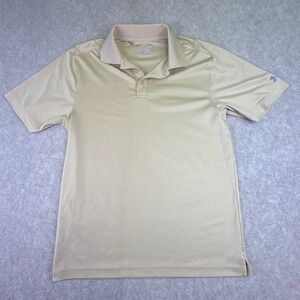 Under Armour Men's Polo Short Sleeve Heat Gear Loose Pale Yellow Size Small TALL